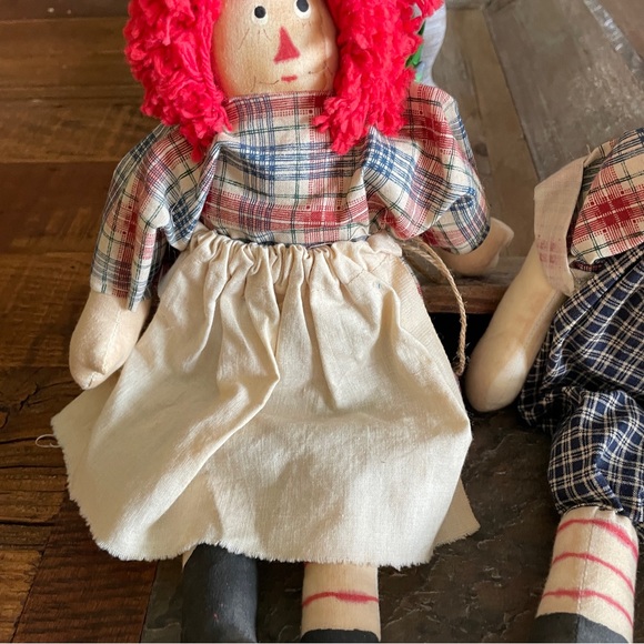 13" Raggedy Ann & Andy Handmade Dolls Primitive Folk Art Originals - Picture 3 of 9